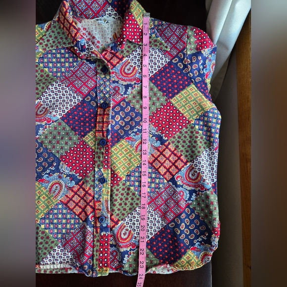VTG 1970s Multi-Pattern Patchwork Button Down Shirt - Size Med-Large - Picture 11 of 13